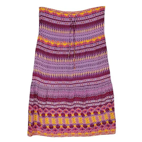 Mossimo Supply Co. Maxi Boho Skirt Size Small Pink and Orange Tones Aztec Print - Picture 6 of 10